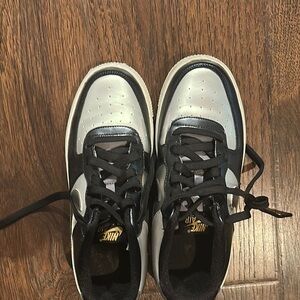 Nike Black and Metallic Air Force 1 Sneakers